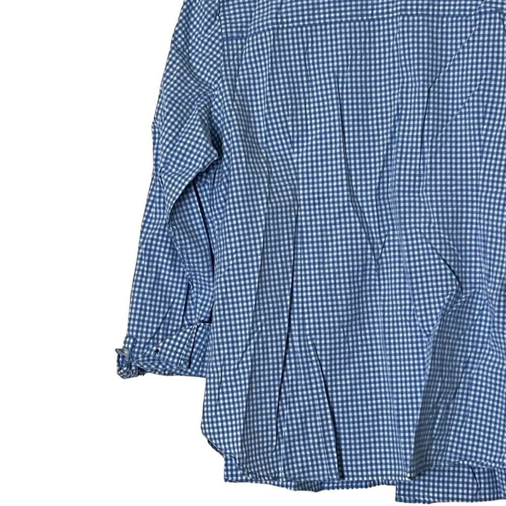 JCP | Blue/white checkered plaid cotton button down long sleeve shirt si… - Picture 7 of 12
